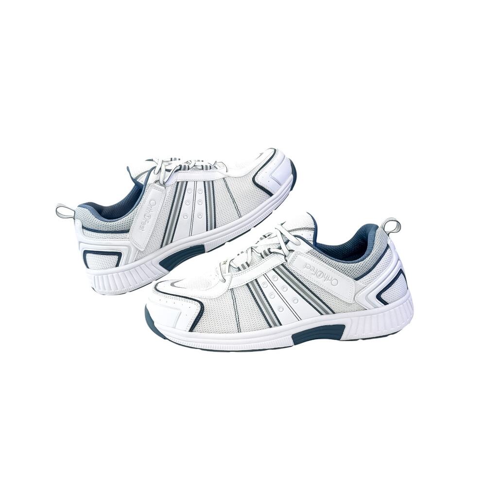 Orthofeet Men's White Blue Orthopedic Sneakers 10 X-Wide